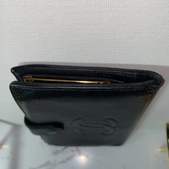 Authentic Chanel Classic n Black Caviar Leather Cc French Kisslock Wallet - Picture 15 of 17